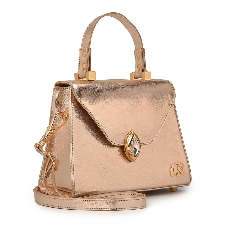 كارمن ستيفنز حقيبة يد ذهبية بمقبض علوي